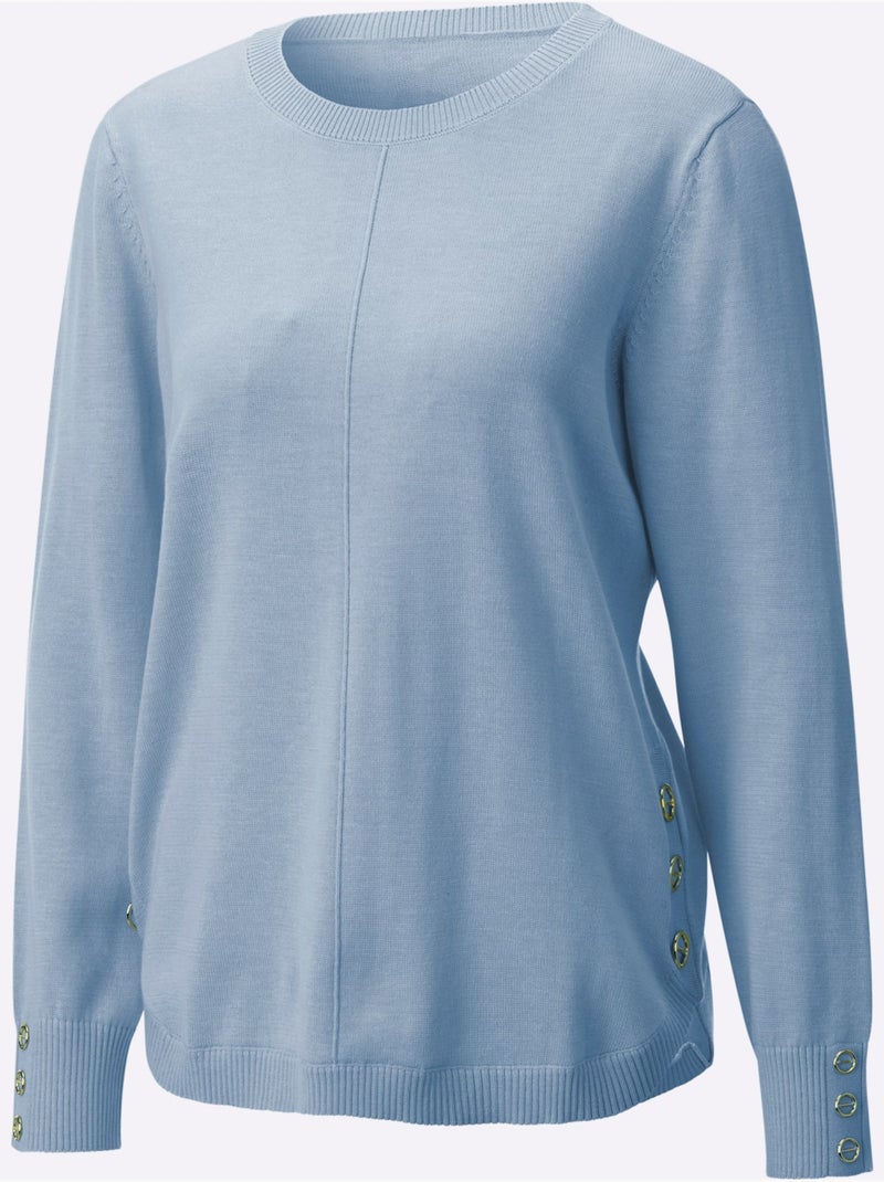 Pull à Manches Longues 50% Coton - Taille Standard - Witt Bleu ciel - Kiabi