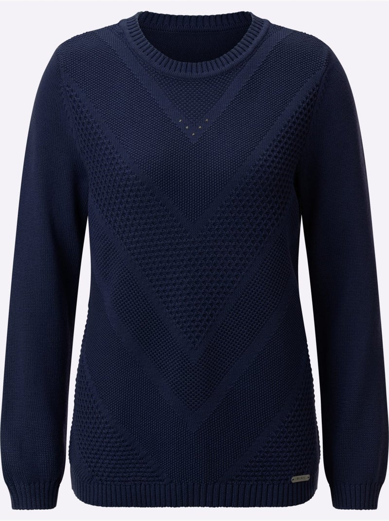 Pull à Manches Longues 50% Coton - Taille Standard - Witt Bleu marine - Kiabi