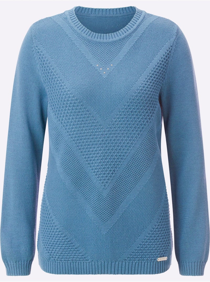 Pull à Manches Longues 50% Coton - Taille Standard - Witt Bleu - Kiabi