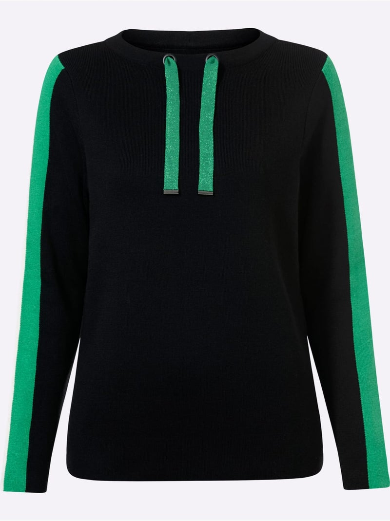 Pull à manches longues 50% coton - taille standard - witt Noir Vert - Kiabi