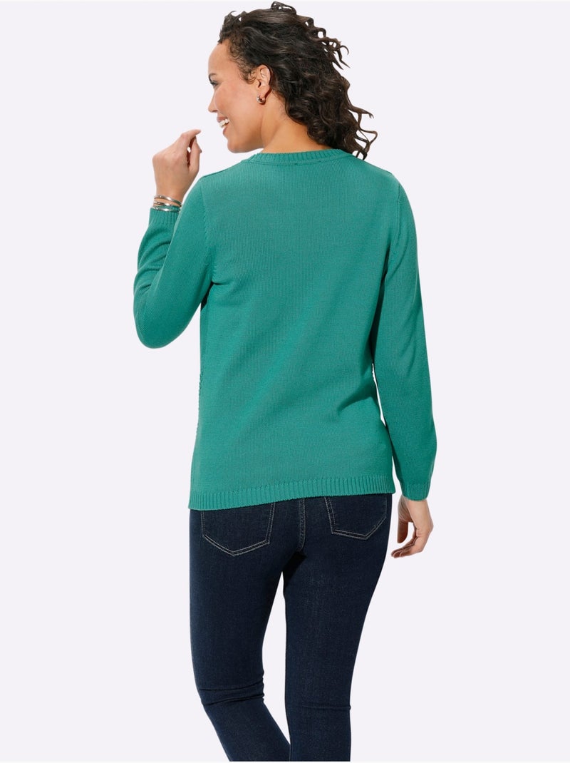 Pull à Manches Longues 50% Coton - Taille Standard - Witt Vert émeraude - Kiabi