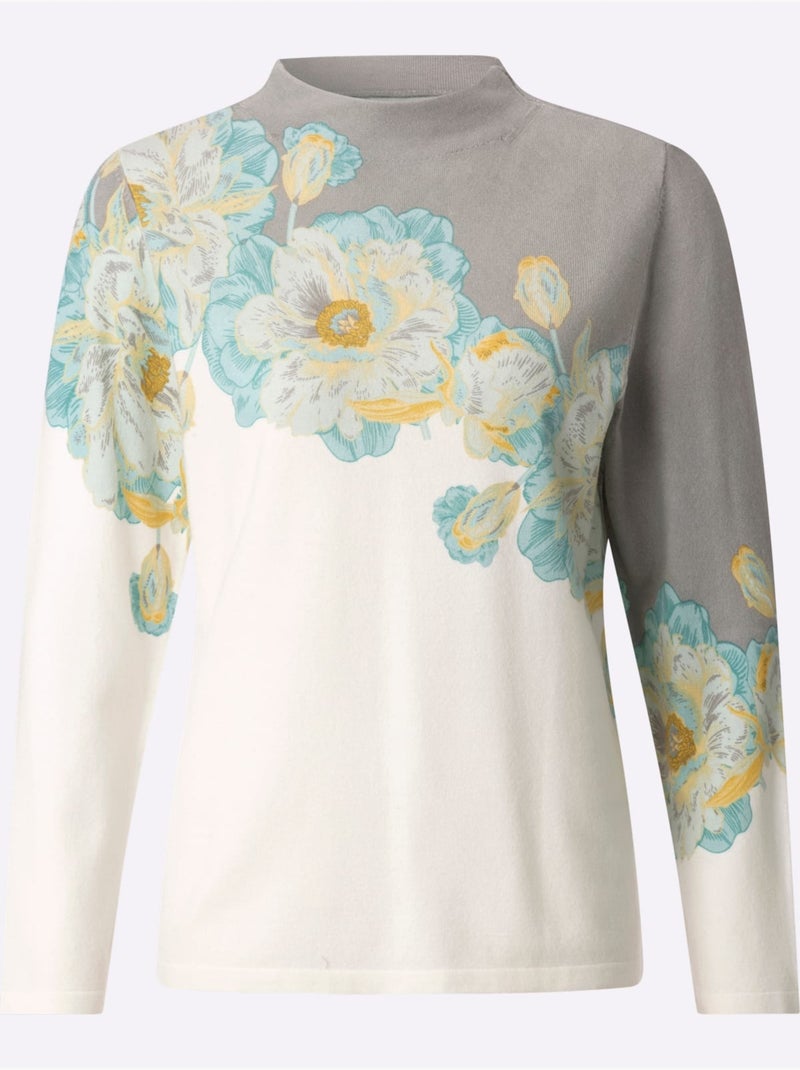 Pull à Manches Longues 50% Viscose - Taille Standard - Witt Écru/Vert - Kiabi