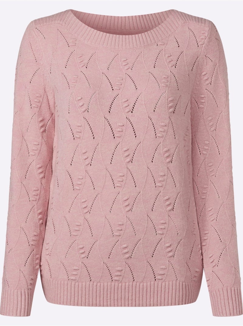 Pull à Manches Longues 50% Viscose - Taille Standard - Witt Rose/Sable - Kiabi