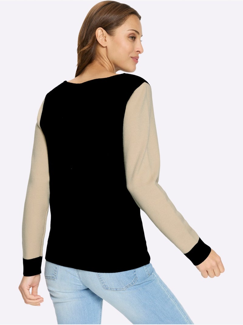 Pull à Manches Longues 50% Viscose (ecovero) - Taille Standard - Witt Noir Jaune - Kiabi