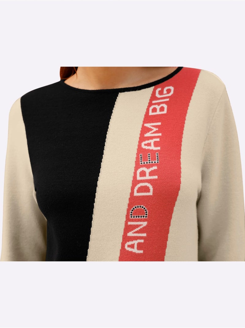 Pull à Manches Longues 50% Viscose (ecovero) - Taille Standard - Witt Noir Jaune - Kiabi