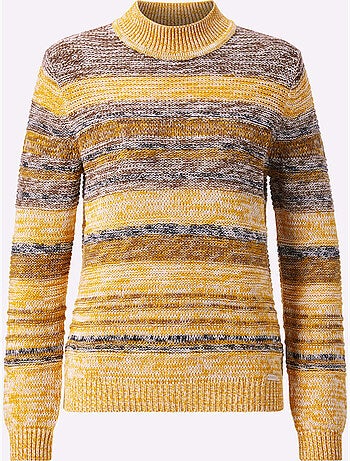 Pull à manches longues col montant côtelé et fils chinés - taille standard - witt