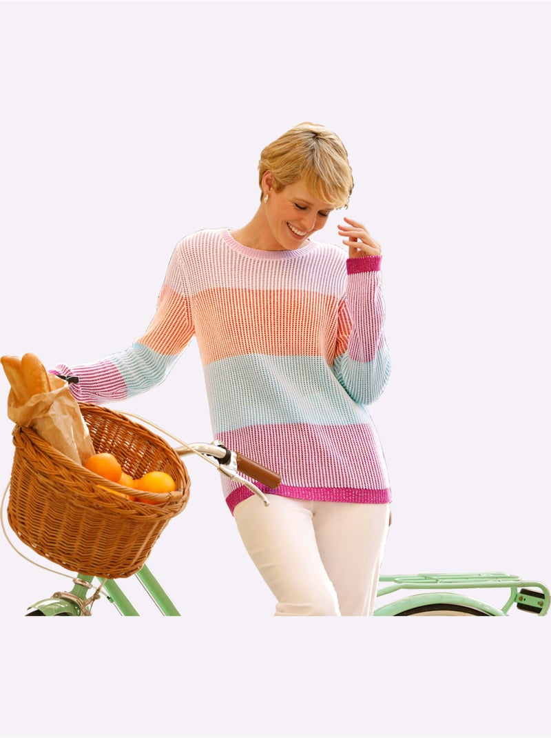 Pull à Manches Longues 60% Coton - Taille Standard - Moda Vilona Rose fushia - Kiabi