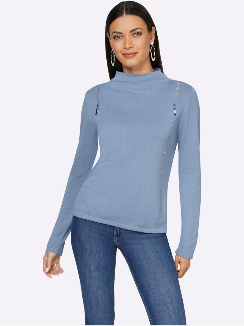 Pull à manches longues 60% viscose - taille standard - helline Bleu - Kiabi
