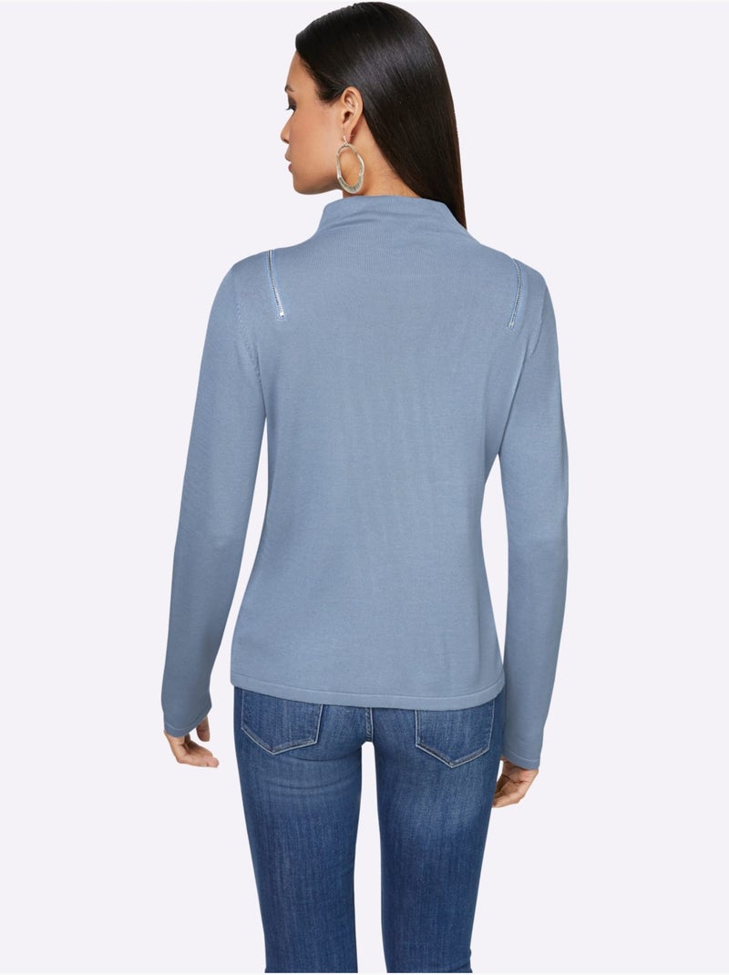Pull à manches longues 60% viscose - taille standard - helline Bleu - Kiabi