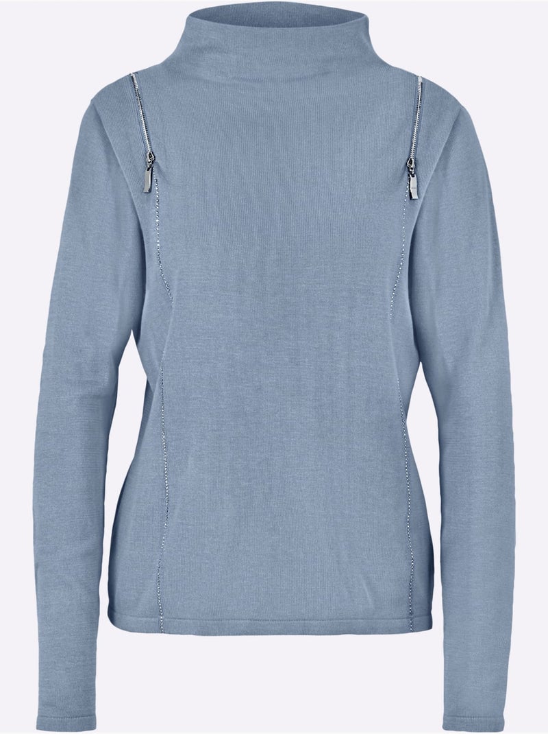Pull à manches longues 60% viscose - taille standard - helline Bleu - Kiabi