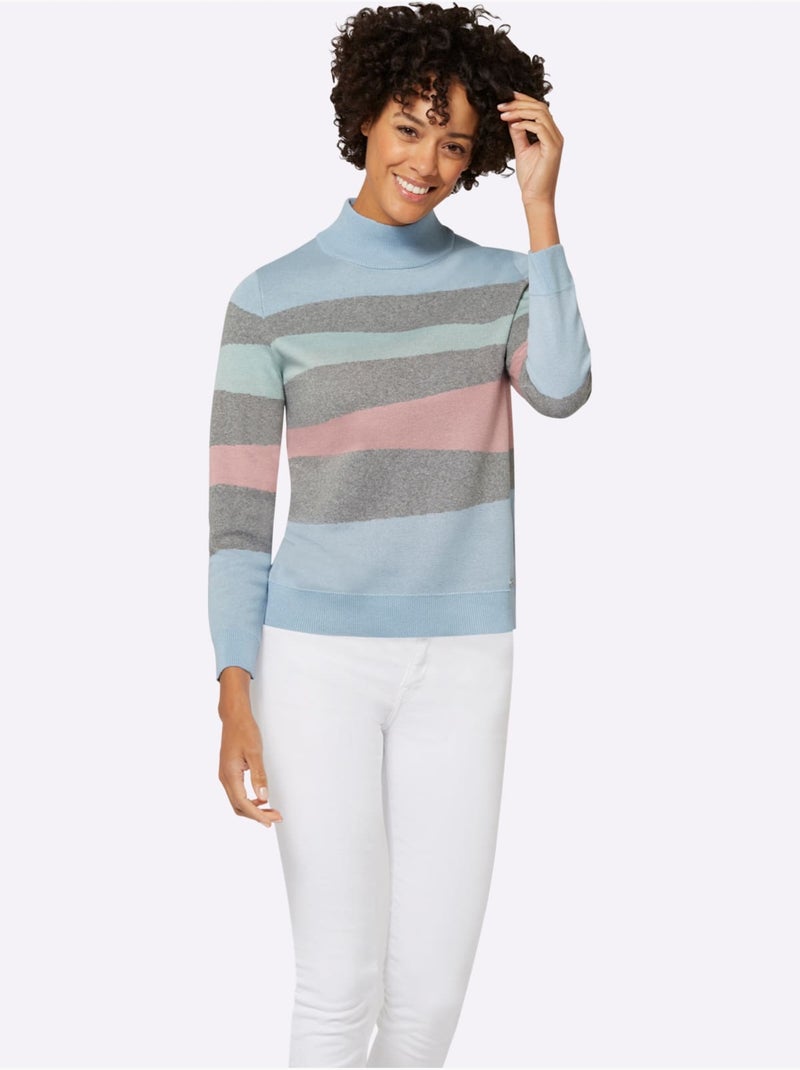 Pull à manches longues 64% coton - taille standard - witt Gris Bleu - Kiabi
