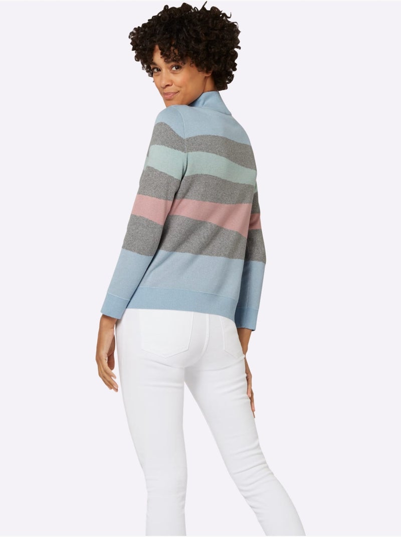Pull à manches longues 64% coton - taille standard - witt Gris Bleu - Kiabi