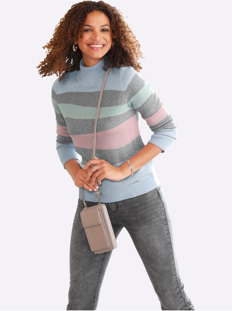 Pull à manches longues 64% coton - taille standard - witt Gris Bleu - Kiabi