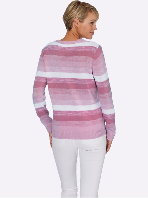 Pull à manches longues à col en V avec rayures élégantes - Taille standard - Moda Vilona - Kiabi Pull à manches longues à col en V avec rayures élégantes - Taille standard - Moda Vilona - Kiabi