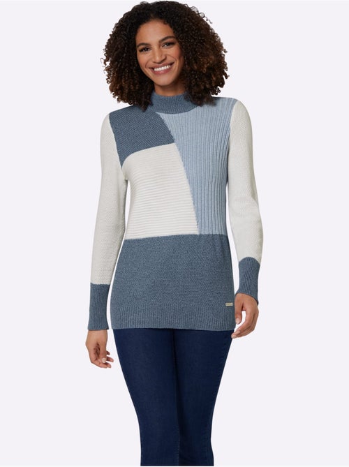 Pull à manches longues à col montant avec détails côtelés - taille standard - witt - Kiabi Pull à manches longues à col montant avec détails côtelés - taille standard - witt - Kiabi