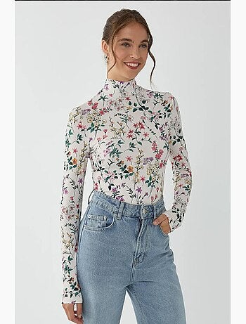 Pull à manches longues à imprimé floral hiccup