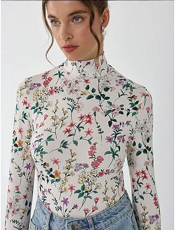 Pull à manches longues à imprimé floral