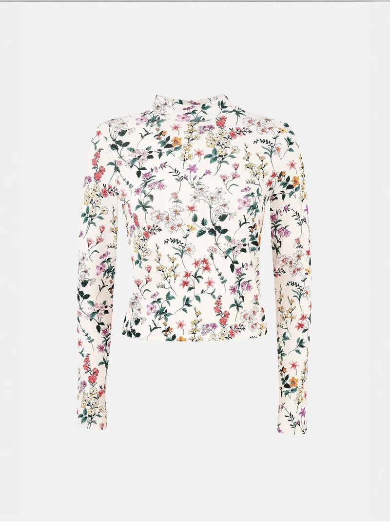 Pull à manches longues à imprimé floral Multicolore - Kiabi