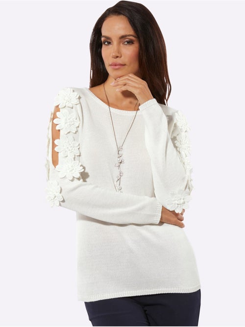 Pull à Manches Longues Applications Florales - Taille Standard - Helline - Kiabi