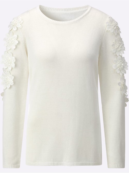 Pull à Manches Longues Applications Florales - Taille Standard - Helline - Kiabi