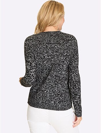 Pull à manches longues avec col arrondi et rayures classiques - taille standard - moda vilona