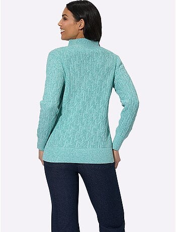 Pull à manches longues avec col corolle et motif tricoté - Taille standard - Moda Vilona