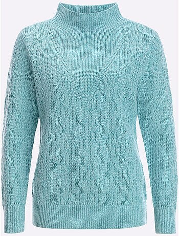 Pull à manches longues avec col corolle et motif tricoté - Taille standard - Moda Vilona