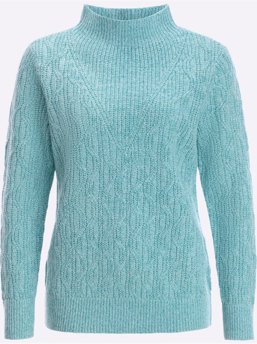 Pull à manches longues avec col corolle et motif tricoté - Taille standard - Moda Vilona - Kiabi Pull à manches longues avec col corolle et motif tricoté - Taille standard - Moda Vilona - Kiabi