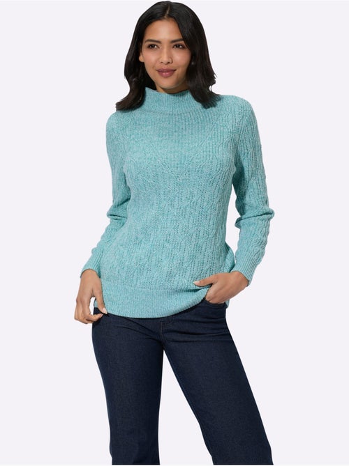 Pull à manches longues avec col corolle et motif tricoté - Taille standard - Moda Vilona - Kiabi Pull à manches longues avec col corolle et motif tricoté - Taille standard - Moda Vilona - Kiabi