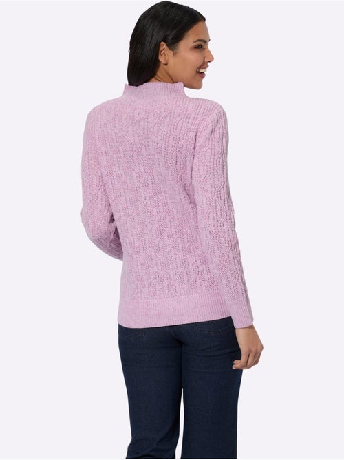 Pull à manches longues avec col corolle et motif tricoté - Taille standard - Moda Vilona - Kiabi