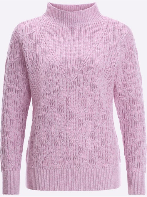 Pull à manches longues avec col corolle et motif tricoté - Taille standard - Moda Vilona - Kiabi