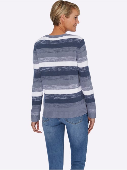 Pull à manches longues avec col en V et motif rayé - Taille standard - Moda Vilona - Kiabi Pull à manches longues avec col en V et motif rayé - Taille standard - Moda Vilona - Kiabi