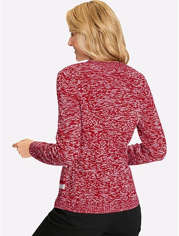 Pull à manches longues avec col arrondi et rayures classiques - Taille standard - Moda Vilona