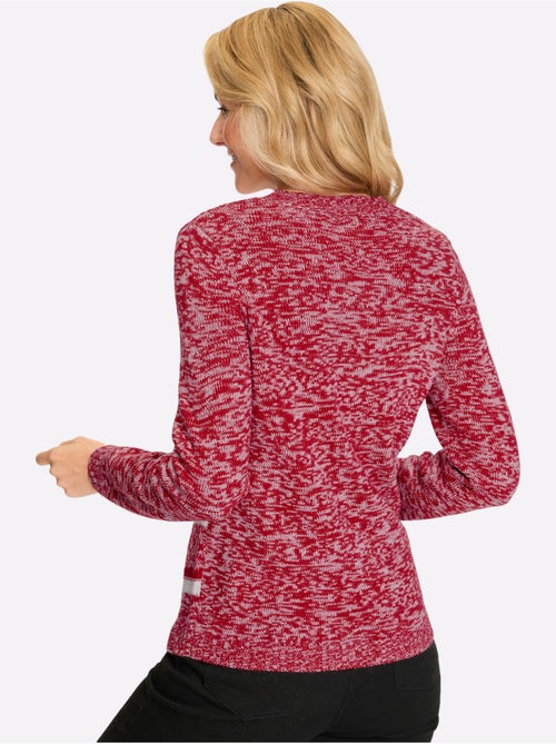 Pull à manches longues avec col en V et rayures côtelées - Taille standard - Moda Vilona - Kiabi