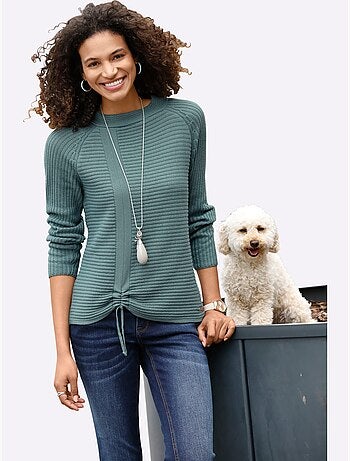 Pull à manches longues avec col montant et fronce devant - taille standard - witt