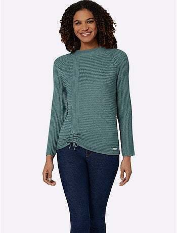 Pull à manches longues avec col montant et fronce devant - taille standard - witt