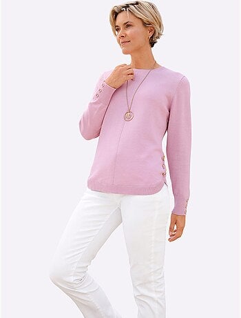 Pull à manches longues avec nervures au devant et boutons décoratifs - taille standard - witt