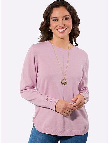 Pull à manches longues avec nervures au devant et boutons décoratifs - taille standard - witt