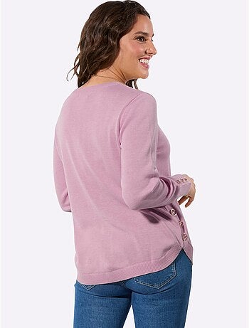 Pull à manches longues avec nervures au devant et boutons décoratifs - taille standard - witt