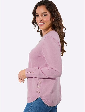 Pull à manches longues avec nervures au devant et boutons décoratifs - taille standard - witt