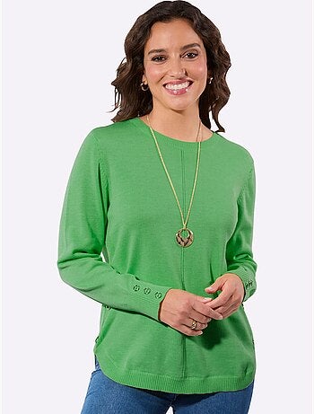 Pull à manches longues avec col rond et boutons décoratifs - Taille standard - Witt
