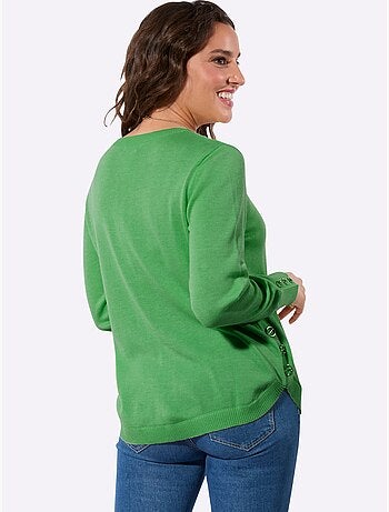 Pull à manches longues avec col rond et boutons décoratifs - Taille standard - Witt