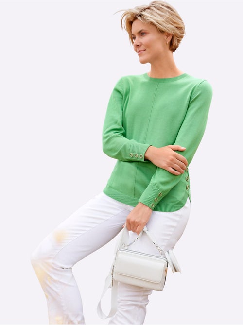 Pull à manches longues avec col rond et boutons décoratifs - Taille standard - Witt - Kiabi