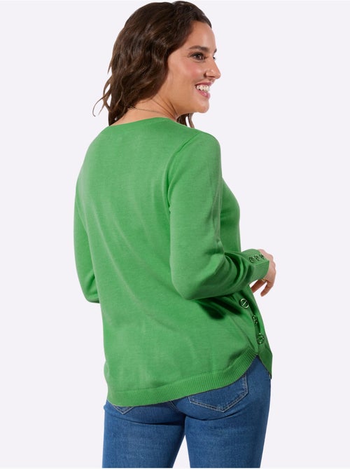 Pull à manches longues avec col rond et boutons décoratifs - Taille standard - Witt - Kiabi