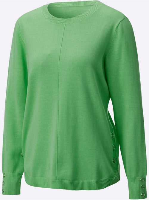 Pull à manches longues avec col rond et boutons décoratifs - Taille standard - Witt - Kiabi