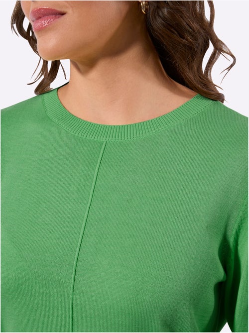 Pull à manches longues avec col rond et boutons décoratifs - Taille standard - Witt - Kiabi