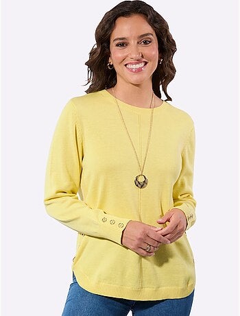 Pull à manches longues avec nervures au devant et boutons décoratifs - taille standard - witt