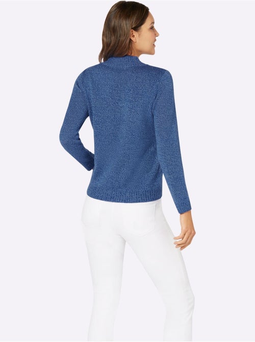 Pull à manches longues avec col V et bouton décoratif en tricot doux - Taille standard - Moda Vilona - Kiabi