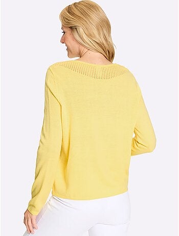Pull à manches longues avec encolure en u et motif ajouré - taille standard - moda vilona