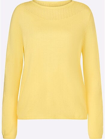 Pull à manches longues avec encolure en u et motif ajouré - taille standard - moda vilona